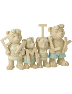 OURS FAMILLE PLAGE BEI/BL (29x8x18cm) 