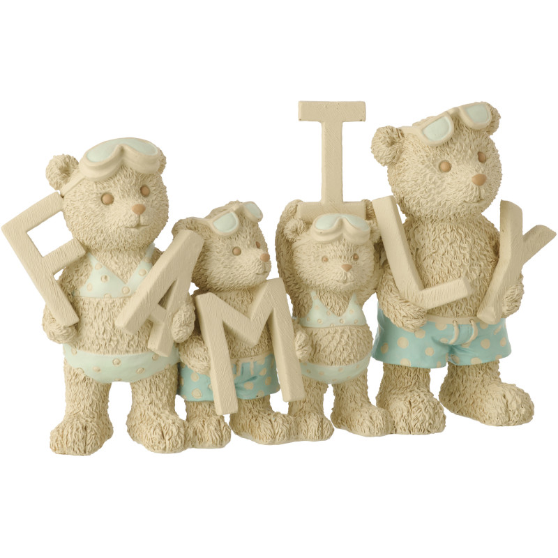 OURS FAMILLE PLAGE BEI/BL (29x8x18cm) 