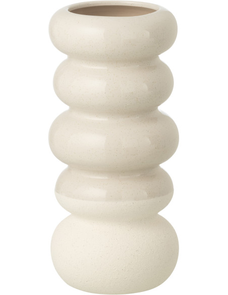 VASE ANNEAUX PORCELAINE BLA L (13,5x13,5x30,5cm) 