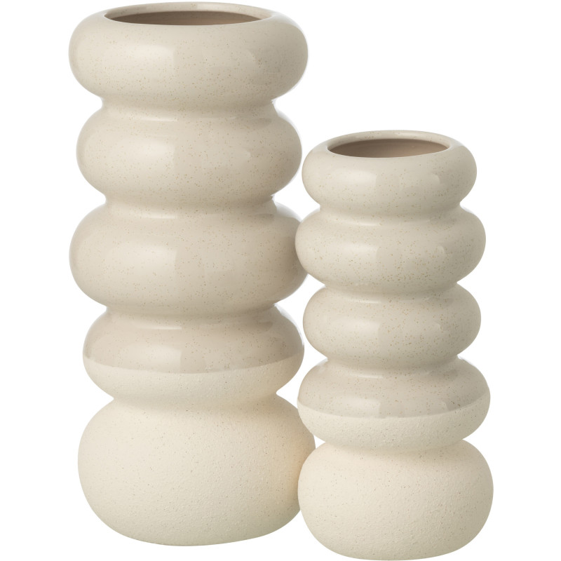 VASE ANNEAUX PORCELAINE BLA L (13,5x13,5x30,5cm) 