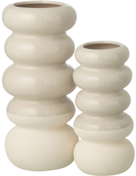 VASE ANNEAUX PORCELAINE BLA L (13,5x13,5x30,5cm) 
