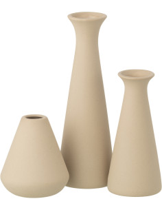 Lot de 3 Vases soliflore design wabi-sabi Porcelaine Beige Stilte J-Line - 1