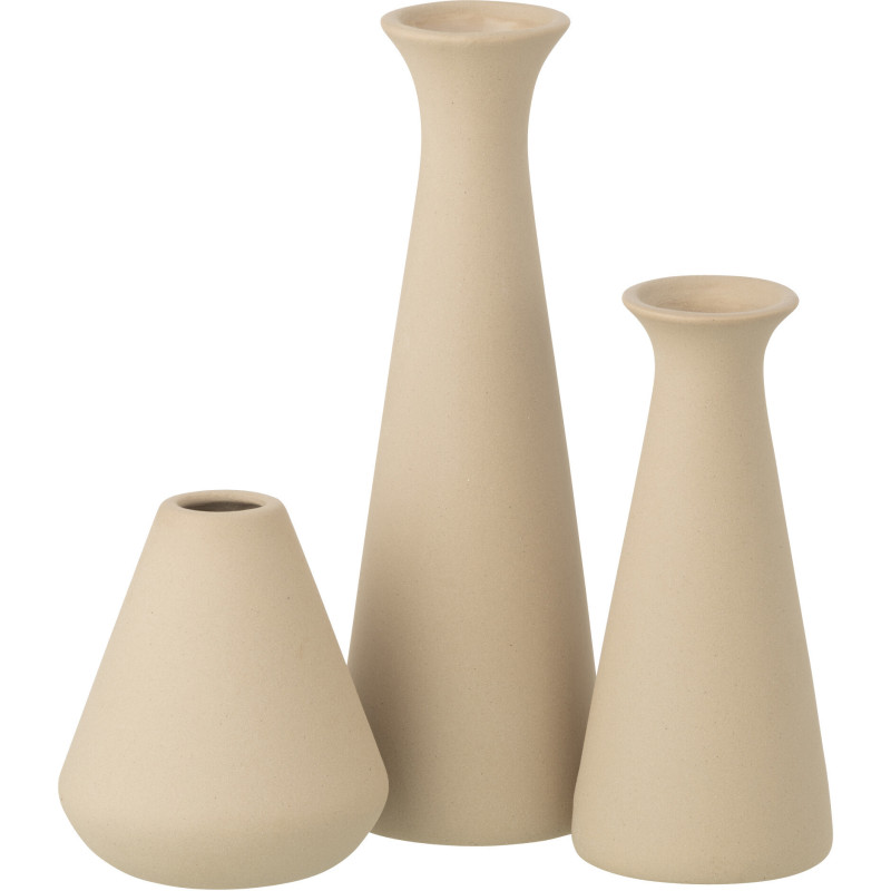 Lot de 3 Vases soliflore design wabi-sabi Porcelaine Beige Stilte J-Line - 1