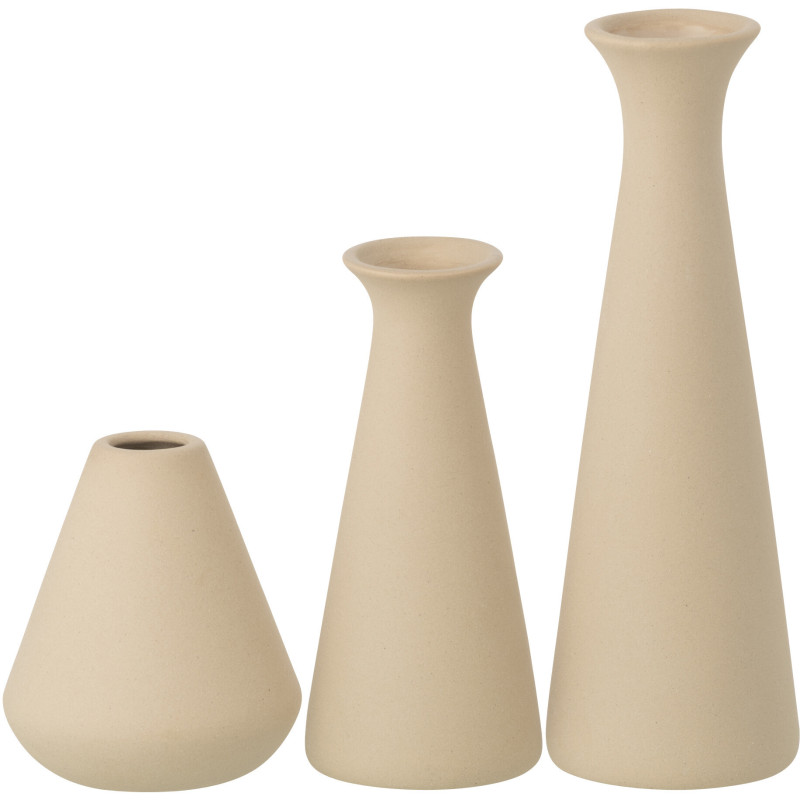 Lot de 3 Vases soliflore design wabi-sabi Porcelaine Beige Stilte J-Line - 2