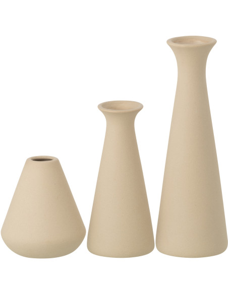 Lot de 3 Vases soliflore design wabi-sabi Porcelaine Beige Stilte J-Line - 2