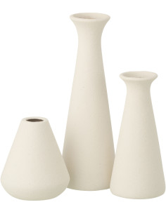 Lot de 3 Vases soliflore design wabi-sabi Porcelaine Blanc Stilte J-Line - 1