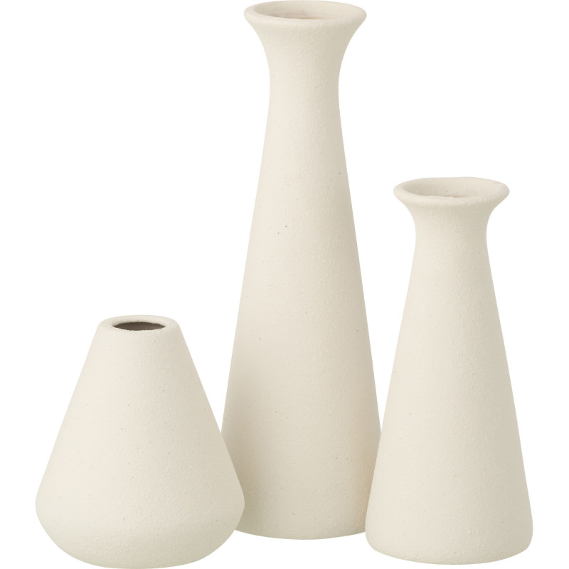 Lot de 3 Vases soliflore design wabi-sabi Porcelaine Blanc Stilte J-Line - 1