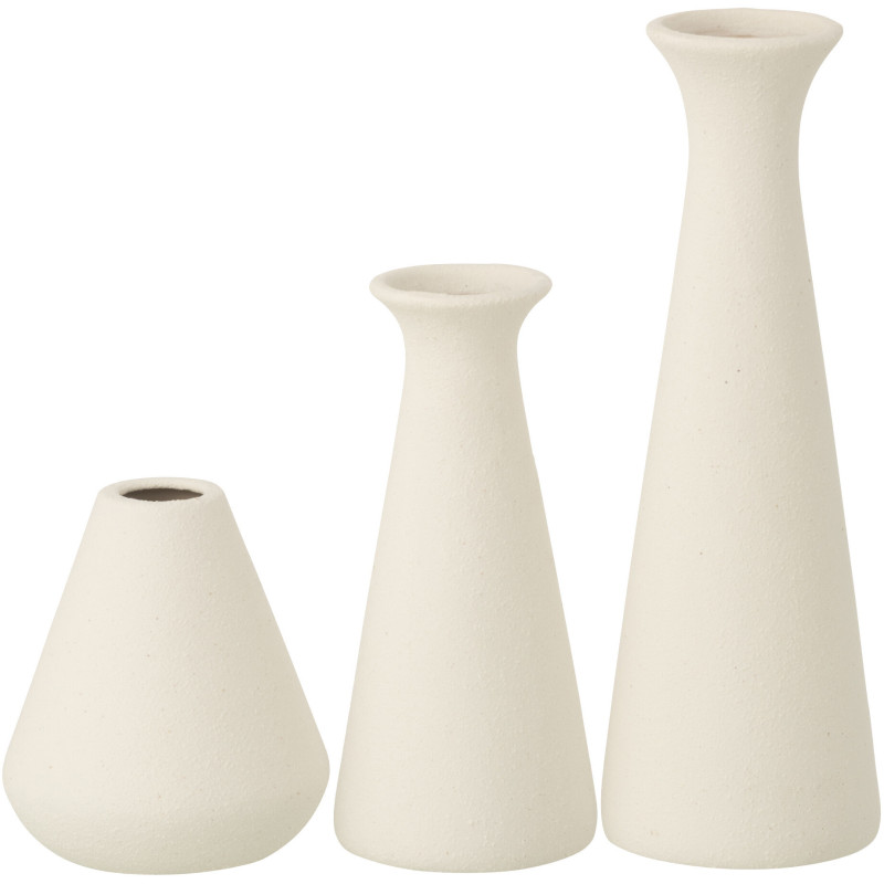 Lot de 3 Vases soliflore design wabi-sabi Porcelaine Blanc Stilte J-Line - 3