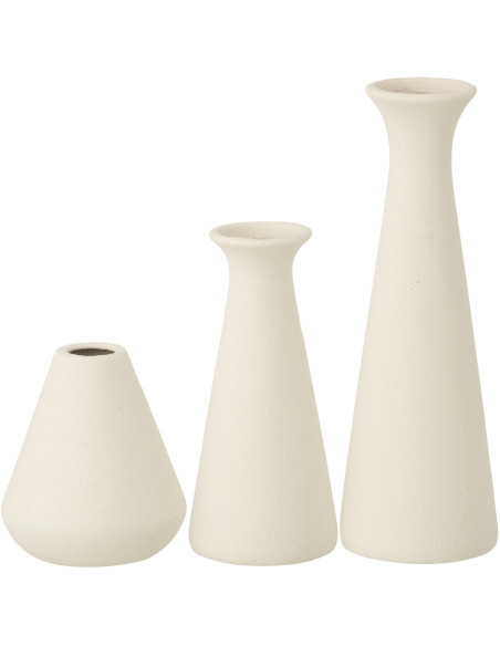 Lot de 3 Vases soliflore design wabi-sabi Porcelaine Blanc Stilte J-Line - 3