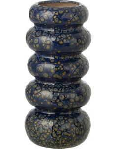 VASE ANNEAUX POIS PORCEL BL S (10,5x10,5x23,5cm) 