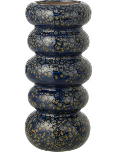 VASE ANNEAUX POIS PORCEL BL L (13,5x13,5x30,5cm) 