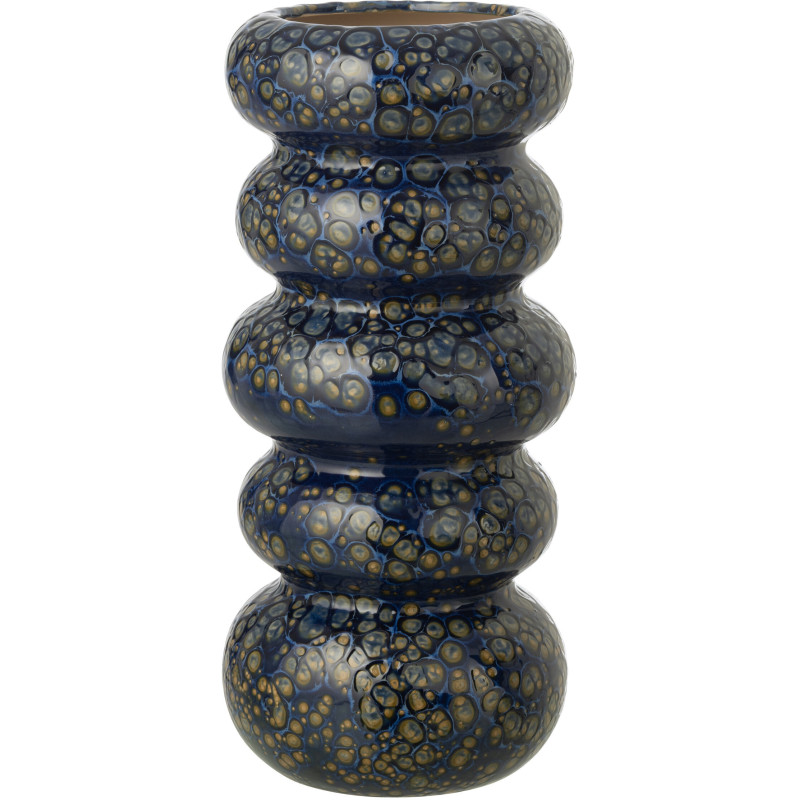 VASE ANNEAUX POIS PORCEL BL L (13,5x13,5x30,5cm) 