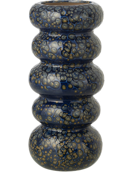 VASE ANNEAUX POIS PORCEL BL L (13,5x13,5x30,5cm) 