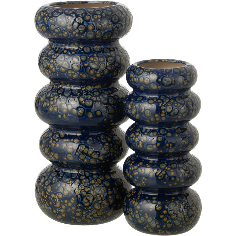 VASE ANNEAUX POIS PORCEL BL L (13,5x13,5x30,5cm) 