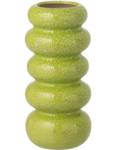 VASE ANNEAUX PORCELAINE VERT S (10,5x10,5x23,5cm) 