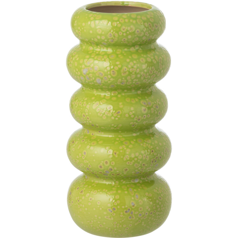 VASE ANNEAUX PORCELAINE VERT S (10,5x10,5x23,5cm) 