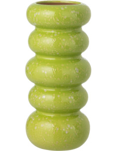 VASE ANNEAUX PORCELAINE VERT L (13,5x13,5x30,5cm) 