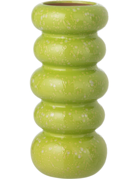 VASE ANNEAUX PORCELAINE VERT L (13,5x13,5x30,5cm) 