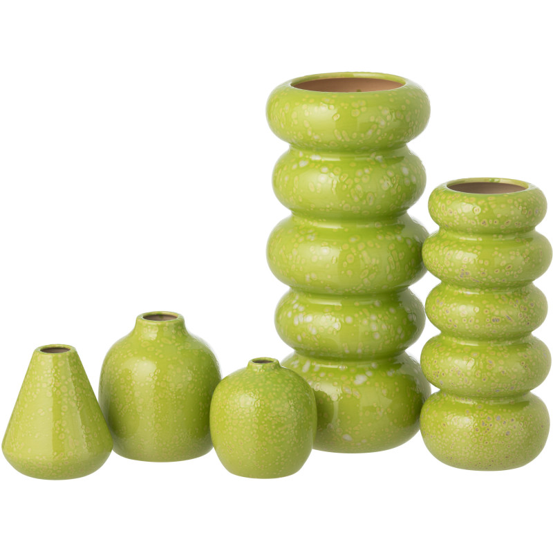 S/3 VASE PORCELAINE VERT (10,5x10,5x11,5cm) 