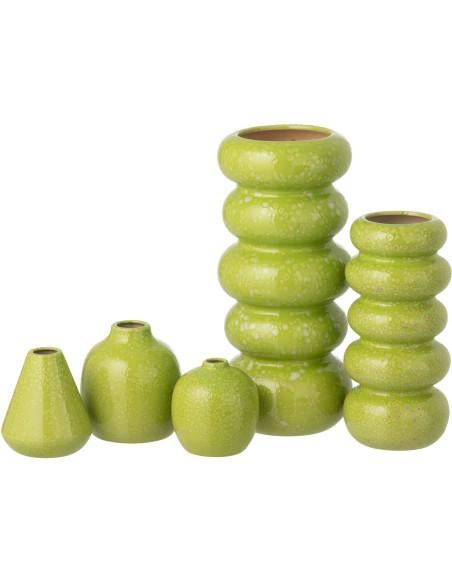 S/3 VASE PORCELAINE VERT (10,5x10,5x11,5cm) 
