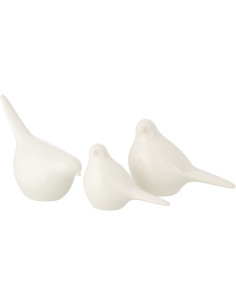 S/3 OISEAU BRILLANT PORCEL BLA (18x11x17cm) 