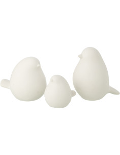 S/3 OISEAU PORCELAINE BLANC (12x18x17cm) 