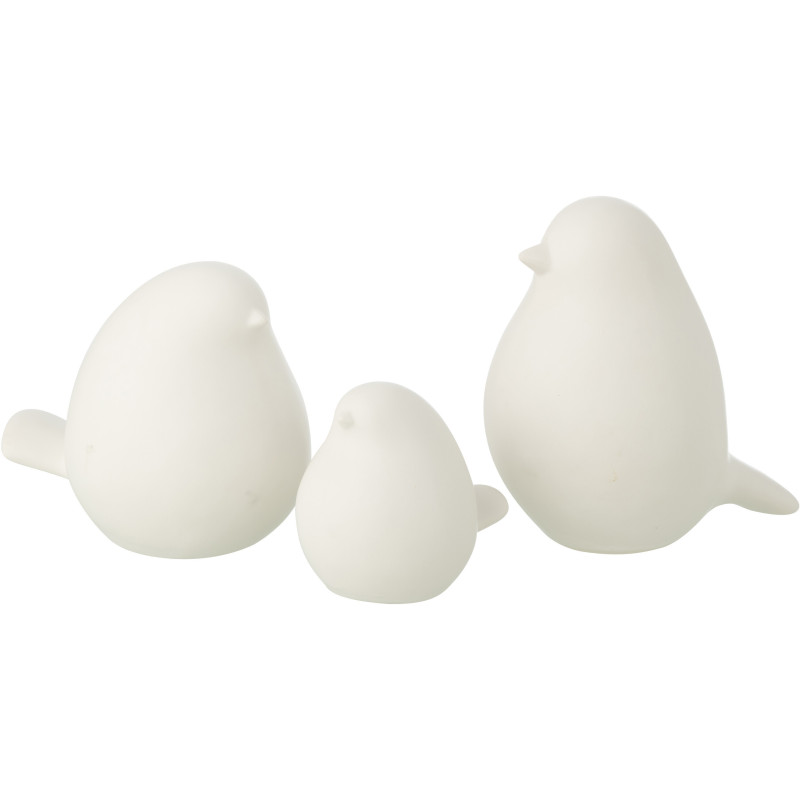 S/3 OISEAU PORCELAINE BLANC (12x18x17cm) 