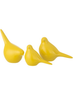 S/3 OISEAU PORCELAINE JAUNE (18x11x17cm) 