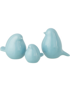 S/3 OISEAU PORCELAINE BL (12x18x17cm) 
