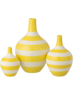 S/3 VASE LIGNÉ PORCEL BLA/JAU (21x21x32cm) 