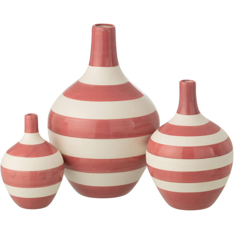 S/3 VASE LIGNÉ PORCEL BLA/ROS (21x21x32cm) 