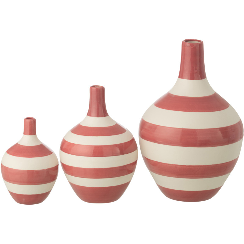 S/3 VASE LIGNÉ PORCEL BLA/ROS (21x21x32cm) 