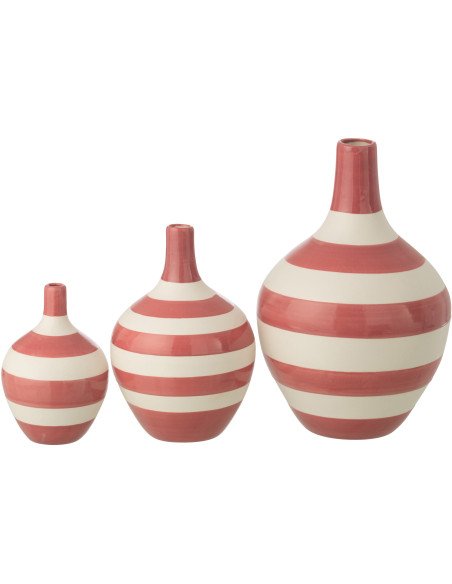 S/3 VASE LIGNÉ PORCEL BLA/ROS (21x21x32cm) 