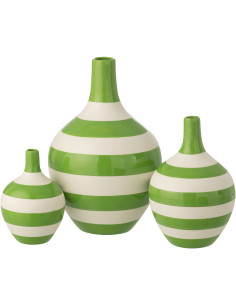 S/3 VASE LIGNÉ PORCEL BLA/VRT (21x21x32cm) 