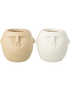 CACHEP POLYRÉS BLA/BEI M ASS2 (23x23,5x21cm) 