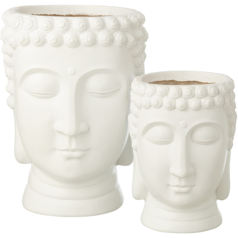 CACHEPOT BOUDDHA POLYRÉS BLA L (25x26,5x33,5cm) 