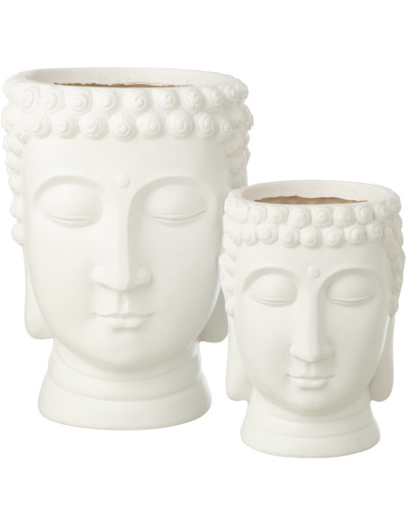 CACHEPOT BOUDDHA POLYRÉS BLA L (25x26,5x33,5cm) 