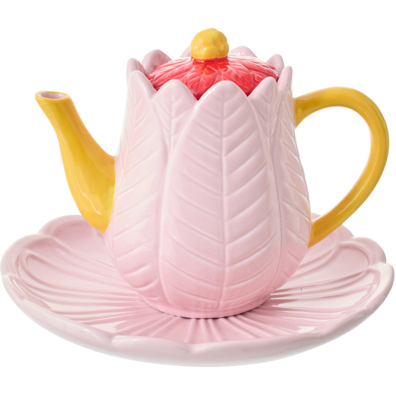 THÉIÈR ASSIET FLEUR ROU/JAU (21x21x17,5cm) 