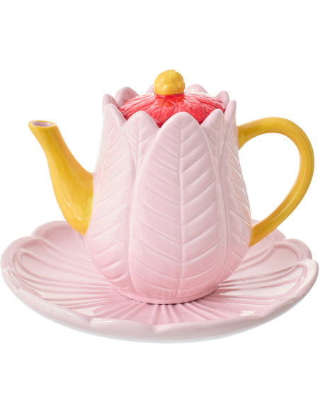 THÉIÈR ASSIET FLEUR ROU/JAU (21x21x17,5cm) 