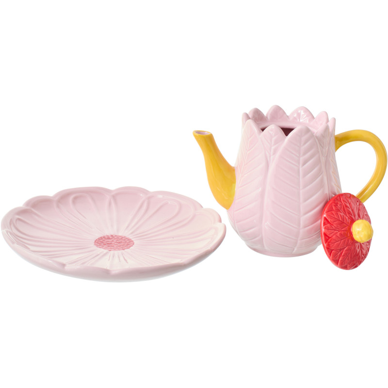 THÉIÈR ASSIET FLEUR ROU/JAU (21x21x17,5cm) 