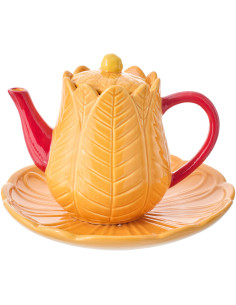 THÉIÈR ASSIET FLEUR OR/ROS (21x21x17,5cm) 