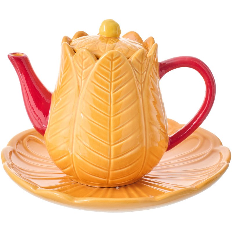 THÉIÈR ASSIET FLEUR OR/ROS (21x21x17,5cm) 