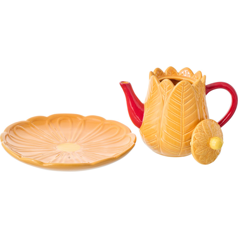 THÉIÈR ASSIET FLEUR OR/ROS (21x21x17,5cm) 