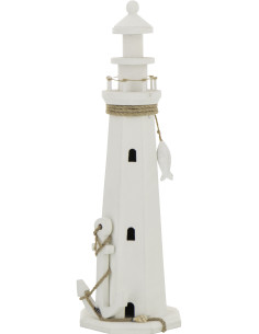 PHARE DÉCORATIF MDF/CORD BLA L (16,5x17,5x53cm) 