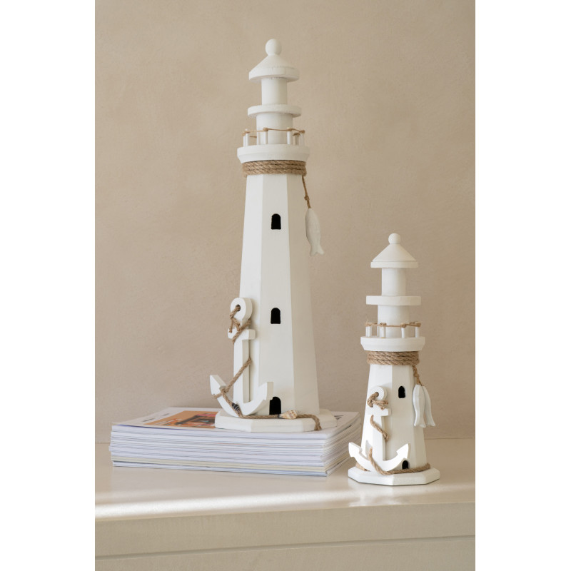 PHARE DÉCORATIF MDF/CORD BLA L (16,5x17,5x53cm) 