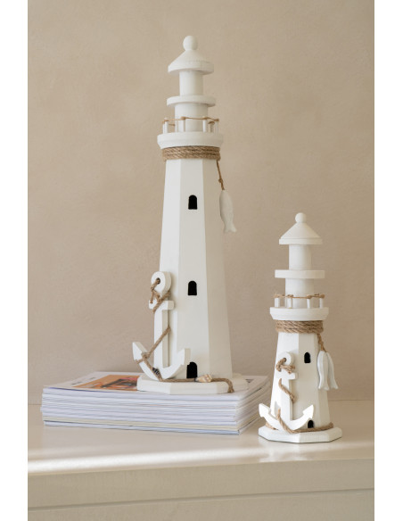 PHARE DÉCORATIF MDF/CORD BLA L (16,5x17,5x53cm) 