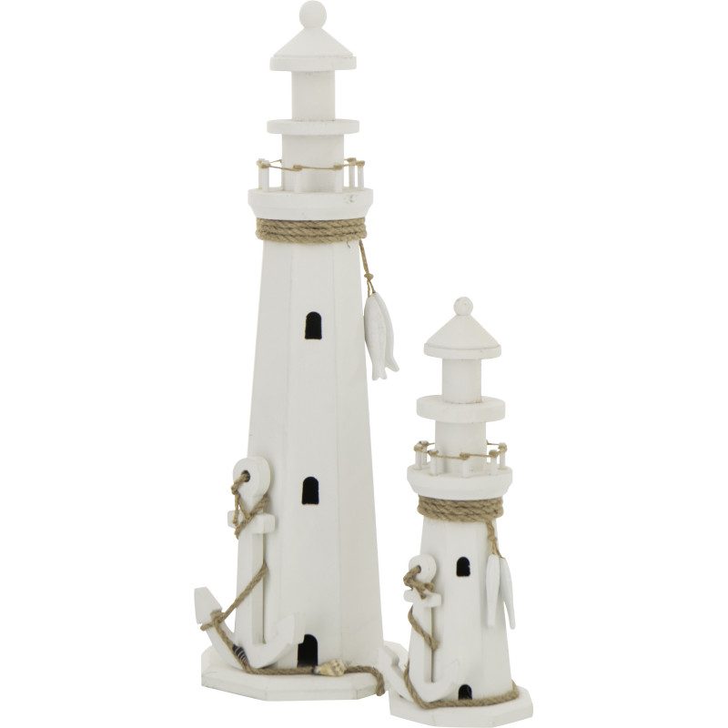 PHARE DÉCORATIF MDF/CORD BLA L (16,5x17,5x53cm) 