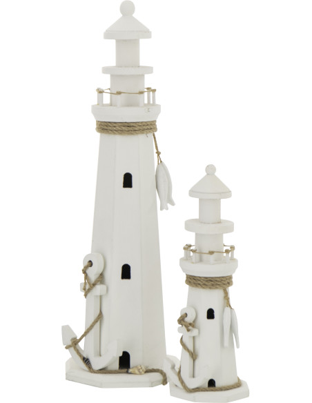 PHARE DÉCORATIF MDF/CORD BLA L (16,5x17,5x53cm) 