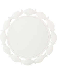 MIROIR MURAL POISSON FER BLANC (76x2,5x75,5cm) 