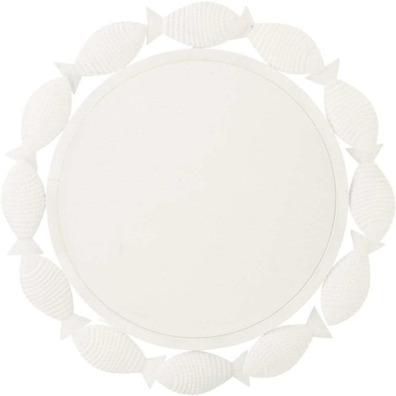 MIROIR MURAL POISSON FER BLANC (76x2,5x75,5cm) 